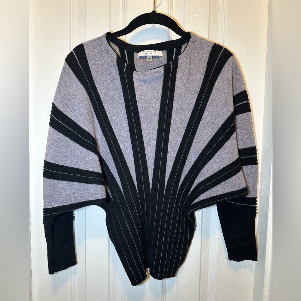 Liquid by Sioni Black and Gray Dolman Batwing Women's Sweater